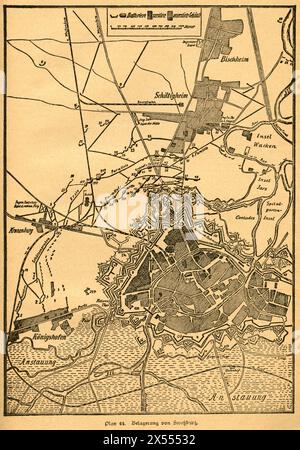 Géographie / voyage, Allemagne, France, guerre franco-prussienne, plan du siège de Strasbourg, LE DROIT D'AUTEUR DE L'ARTISTE NE DOIT PAS ÊTRE EFFACÉ Banque D'Images