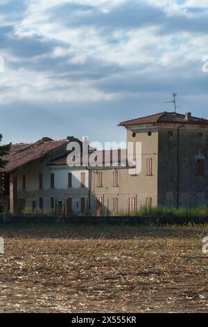 Paysage de campagne près de Cortemaggiore, dans la province de Piacenza, Emilie Romagne, Italie, en été Banque D'Images