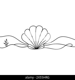 Dessin continu à une ligne de coquille marine. Illustration simple de l'illustration vectorielle d'art de ligne de coque. Illustration de Vecteur