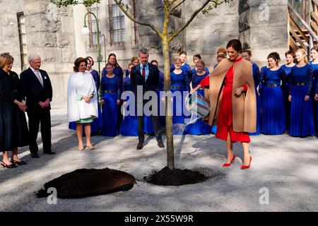 Le roi Frederik X et la reine Marie, ainsi que le couple royal suédois et le couple prince héritier, participent à une visite au Musée nordique de Stockholm, le mardi 7 mai 2024. Au Musée nordique, le couple royal participe à une visite de l'exposition 'Nordbo', qui raconte les gens et la vie dans les pays nordiques au cours des 500 dernières années. Le couple royal plante par la suite un pommier de Graasten. Lundi et mardi, le couple royal danois effectuera sa première visite d’État en Suède. Lors de la visite d’Etat, le couple royal rencontrera entre autres des astronomes danois et suédois Banque D'Images