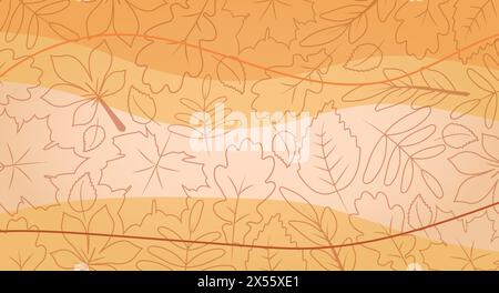 Fond d'automne minimaliste simple jaune orange. Dessiner les feuilles sur le fond, utiliser pour la présentation, la circulaire et le dépliant, les cartes, la conception de site Web, LAN Illustration de Vecteur