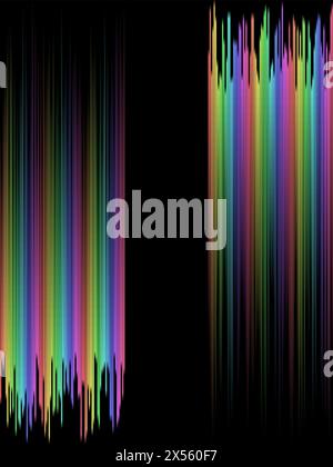 Dégradé de rayures arc-en-ciel pastel avec motif mosaïque de carrés, fond noir, papier peint graphique vectoriel ou dépliant Illustration de Vecteur