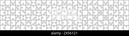 Gabarit de puzzle avec des pièces disposées dans un motif de grille encadré. Illustration vectorielle plate isolée sur fond blanc. Illustration de Vecteur