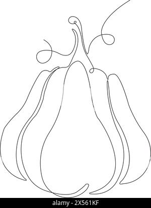 Citrouille dans le style de dessin d'art de ligne continue. Croquis linéaire noir minimaliste de citrouille isolé sur fond blanc. Illustration vectorielle Illustration de Vecteur
