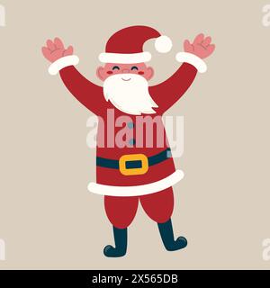 Joyeux personnage du Père Noël. Symbole traditionnel à l'illustration de Noël. Décoration de Noël pour cartes, bannières, web, affiches. Vecteur de style plat il Illustration de Vecteur