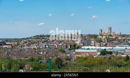Vue sur Eastern Lincoln City, Lincoln City, Lincolnshire, Angleterre, Royaume-Uni Banque D'Images