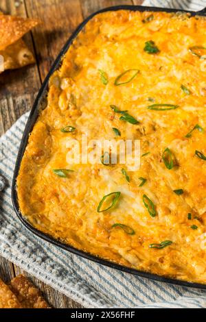 Trempette chaude au crabe au fromage Rangoon avec chips Wonton Banque D'Images