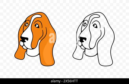 Tête de chien, race de chien de basset, conception graphique. Animal, animal de compagnie, chien, chien, conception vectorielle et illustration Illustration de Vecteur