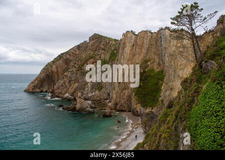 Vue panoramique sur Playa del Silencio, Asturies Banque D'Images