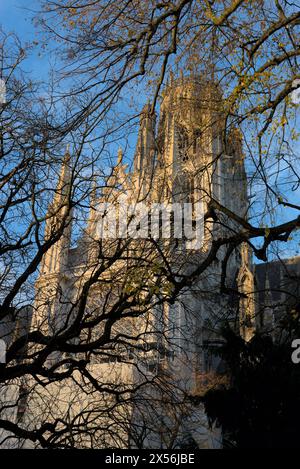 Abbaye de Saint-Ouen à Rouen, Normandie, France. Style gothique, vue en angle bas Banque D'Images