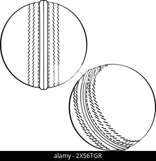Dessin de la ligne de balles de cricket Illustration de Vecteur