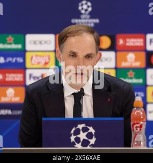 Madrid, Espagne. 07 mai 2024. Thomas Tuchel, l'entraîneur-chef du FC Bayern Munchen, assiste à une conférence de presse à la veille du match de deuxième manche en demi-finale de l'UEFA Champions League 2023/2024 entre le Real Madrid CF et le FC Bayern Munchen au stade Santiago Bernabeu. Crédit : SOPA images Limited/Alamy Live News Banque D'Images