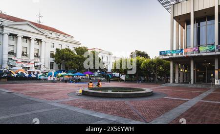 Camp palestinien de protestation UC Berkeley. Berkeley, Californie, États-Unis. 5 mai 2024 : Une photo de manifestants palestiniens campant sur le campus de l'UC Berkeley Banque D'Images