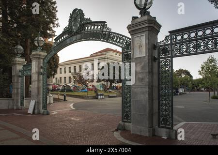 Berkeley, Californie, États-Unis. 5 mai 2024 : photo de manifestants palestiniens campant sur le campus de l'UC Berkeley au petit matin du 2024. Banque D'Images