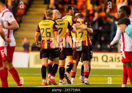 Airdrie, Écosse. 07 mai 2024. Partick Celebrate Thier deuxième but du jeu crédit : Raymond Davies / Alamy Live News Banque D'Images