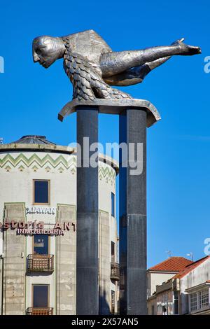 '''O Sireno'', ''le'' Sireno Francisco Leiro, sculpture, Puerta del Sol, Vigo, Pontevedra, Galice, Espagne Banque D'Images