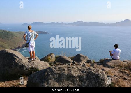 Parc national du Terrestre Maritime des îles de l'Atlantique, Islas cies, Cabo Home, Cangas, province de Pontevedra, Galice, Espagne. Banque D'Images