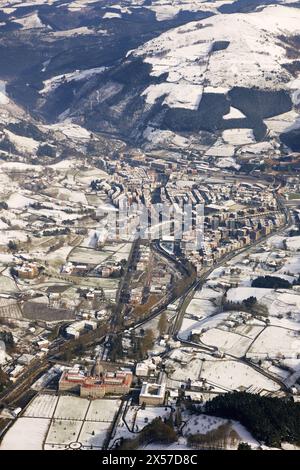 La neige, le Sanctuaire de Loiola, Azpeitia. Guipuzcoa, Pays Basque, Espagne Banque D'Images