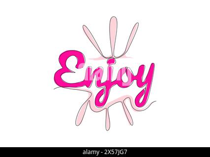 Un dessin en ligne continue de citation de typographie mignonne et cool - profitez de la formulation. Conception calligraphique pour impression, étiquette, carte, bannière, affiche. Ligne unique Illustration de Vecteur