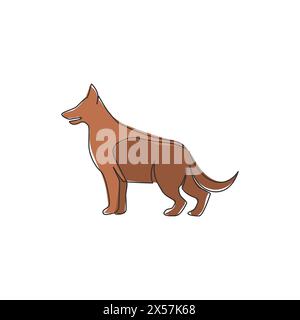 Dessin en ligne continue simple de l'icône de chien chiot berger allemand mignon simple. Concept de vecteur d'emblème de logo d'animal de compagnie. Graphique tendance à dessin d'une ligne Illustration de Vecteur