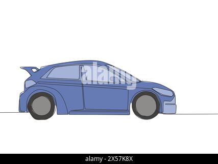 Dessin d'une ligne de petite voiture moderne à hayon. Concept de transport urbain de véhicules. Dessin de ligne continue unique Illustration de Vecteur