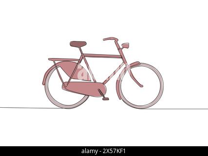 Dessin au trait continu simple d'un vieux vélo de roadster classique. Concept de vélo vintage. Illustration vectorielle de dessin d'une ligne Illustration de Vecteur