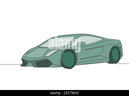 Dessin en ligne continue de la course et de la dérive berline élégante voiture de sport. Concept de transport de super voiture de luxe. Une seule ligne continue dessiner desig Illustration de Vecteur