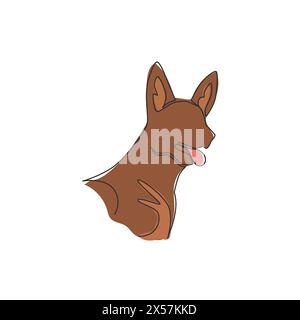 Dessin en ligne continue simple de l'icône de tête de chiot berger allemand mignon simple. Concept de vecteur d'emblème de logo d'animal de compagnie. Dessin moderne à une ligne Illustration de Vecteur