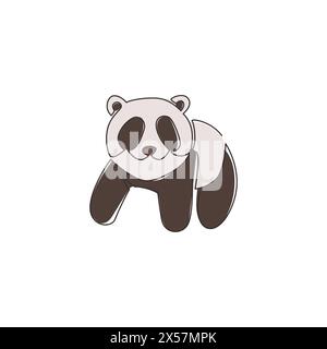 Un dessin simple ligne de panda mignon pour l'identité du logo de l'entreprise. Concept d'icône de société commerciale de la chine ours forme animale. lin continu moderne Illustration de Vecteur
