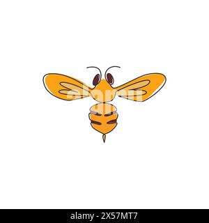 Un dessin de ligne continue d'abeille élégante pour l'identité du logo de l'entreprise. Concept d'icône de ferme de miel biologique de forme animale d'insecte de guêpe. Dessin d'une seule ligne Illustration de Vecteur