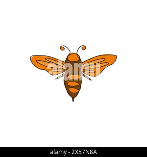 Dessin en ligne continue unique d'abeille décorative pour l'identité du logo de la ferme. Concept d'icône de producteur de nid d'abeille de forme animale de guêpe. Vecteur de dessin d'une ligne Illustration de Vecteur