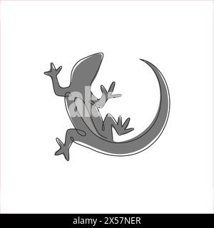 Un dessin simple ligne d'adorable reptile lézard du désert pour l'identité du logo de l'entreprise. Concept drôle de mascotte animale pour zoo reptilien. Tendance continue Illustration de Vecteur