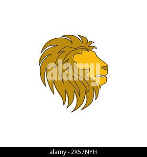 Un dessin simple ligne de tête de lion sauvage pour l'identité de logo d'entreprise. Concept fort de mascotte animal mammifère sauvage pour la conservation nationale PA Illustration de Vecteur