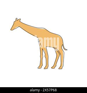 Un dessin en ligne continue de girafe mignonne pour l'identité du logo du zoo national. Concept adorable de mascotte d'animaux girafe pour icône de parc de conservation. Simple Illustration de Vecteur