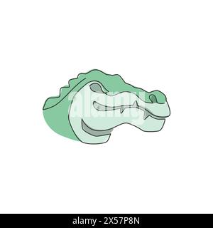 Un dessin simple de l'alligator des marais de la rivière effrayant tête pour l'identité du logo. Concept de crocodile animal reptile pour icône de zoo national. Continuo moderne Illustration de Vecteur