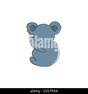 Un dessin en ligne continue d'adorable koala sur l'arbre pour l'identité du logo du zoo national. Concept de mascotte Little Bear d'Australie pour parc de conservation Illustration de Vecteur