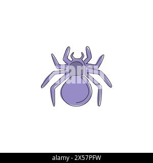 Un dessin simple ligne d'araignée dangereuse pour l'identité du logo de l'entreprise. Concept d'animal de compagnie arachnid mignon pour l'icône de club d'amoureux d'insectes. Ligne continue moderne dr. Illustration de Vecteur