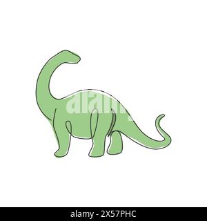 Dessin de ligne continue unique de l'animal pour l'identité de logo. Concept de mascotte animale préhistorique pour l'icône du parc d'attractions à thème de dinosaures. Une ligne tendance Illustration de Vecteur