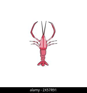 Un dessin simple ligne de crevettes fraîches pour l'identité du logo de la société de fruits de mer. Concept de mascotte Big crevette pour l'icône de culture agricole. Tracé de ligne continu Illustration de Vecteur