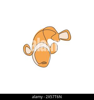 Un dessin simple ligne de poisson clown mignon pour l'identité de logo de réservoir d'aquarium. Concept de mascotte de poisson anémone pour icône du monde sous-marin. Tracé de ligne continu Illustration de Vecteur