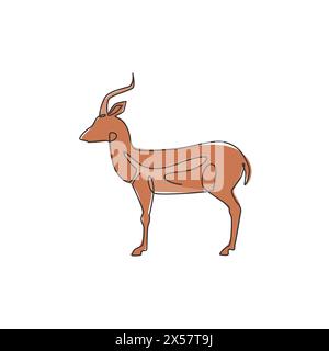 Un dessin simple ligne d'antilope de beauté pour l'identité du logo. Concept de mascotte d'animal mammifère à cornes pour l'icône du parc national de conservation. Ligne continue Illustration de Vecteur