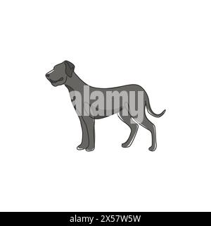 Simple dessin d'une ligne de grand chien danois galant pour l'identité du logo de la société de sécurité. Concept de mascotte de chien de race pure pour icône d'animal de compagnie amicale de pedigree. Mode Illustration de Vecteur