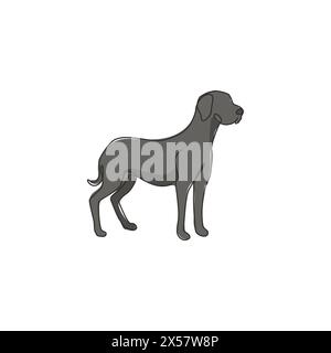 Un dessin au trait continu de dashing Great danois chien pour l'identité du logo de la société de sécurité. Concept de mascotte de chien de race pure pour icône d'animal de compagnie amicale de pedigree. Illustration de Vecteur