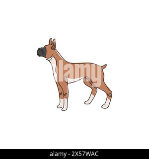 Simple dessin d'une ligne de grand chien danois galant pour l'identité du logo de la société de sécurité. Concept de mascotte de chien de race pure pour icône d'animal de compagnie amicale de pedigree. Mode Illustration de Vecteur