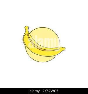 Simple dessin d'une ligne de banane biologique saine entière pour l'identité du logo du verger. Concept de fruitage tropical frais pour icône de jardin de fruits. conti moderne Illustration de Vecteur