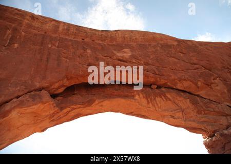 Fenêtre nord vue depuis le sentier Windows dans le parc national d'Arches, Utah Banque D'Images