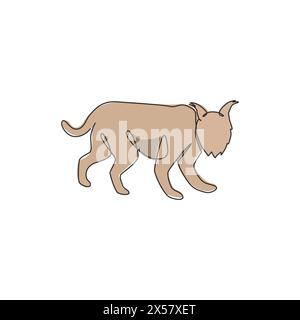 Un dessin de ligne continue de lynx féroce pour l'identité du logo de l'entreprise. Concept de mascotte d'animal mammifère félin pour l'icône du parc national de conservation. Moderne Illustration de Vecteur