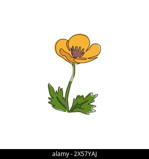 Simple dessin d'une ligne beauté fraîche plante hybride d'alto pour logo de jardin. Fleur de pensée décorative imprimable pour l'impression d'affiche de décoration murale d'art maison. Moder Illustration de Vecteur