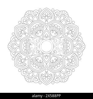 Mystic Beauty Mandala Coloring Book page pour kdp Book Interior. Easy Mandala Coloring Book pages pour les adultes pour se détendre, expériences donnent soulagement. Resizea Illustration de Vecteur