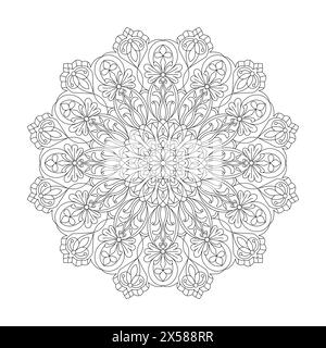 Creative unique Mandala Coloring Book page pour kdp Book Interior. Easy Mandala Coloring Book pages pour les adultes pour se détendre, expériences donnent soulagement. Resi Illustration de Vecteur